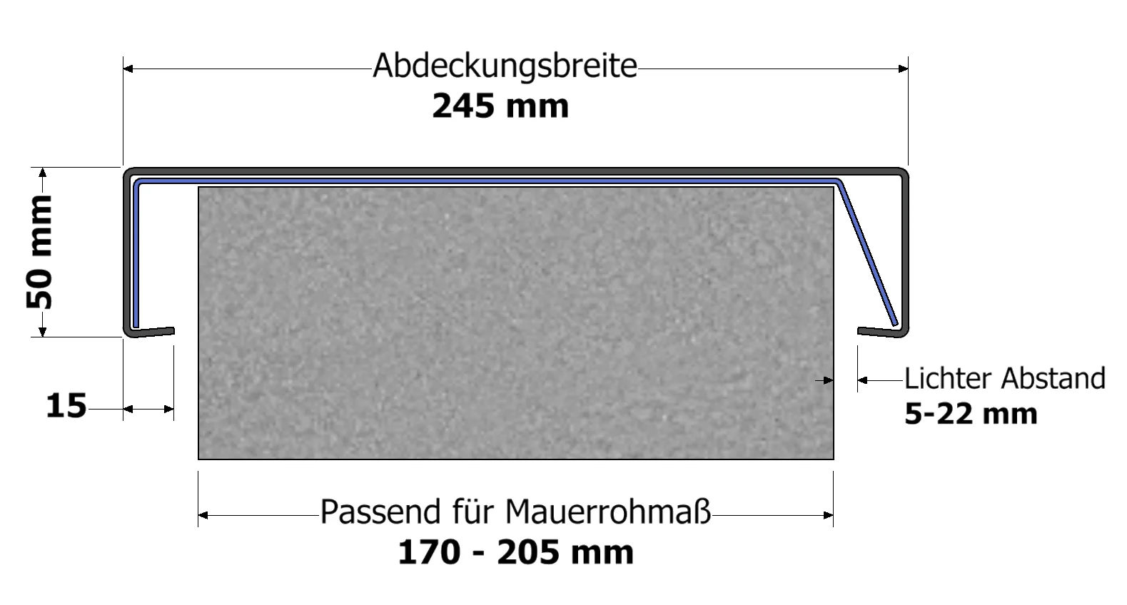 Mauerbreite 170 - 205 mm M